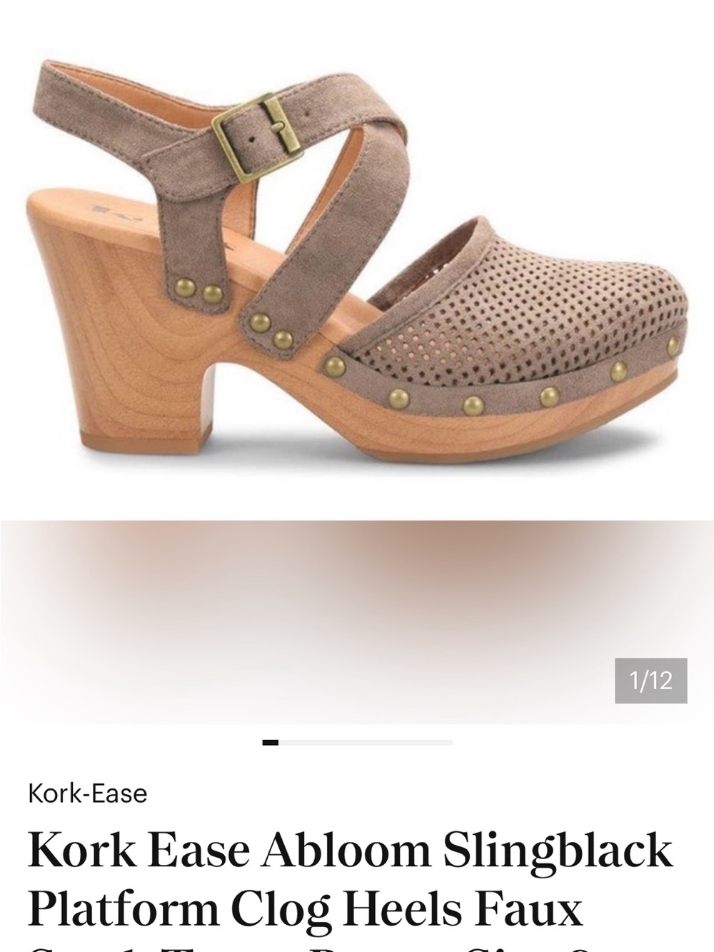 Kork Easy Alboom Slingback Platform Clog Heels Suede Taupe Brown